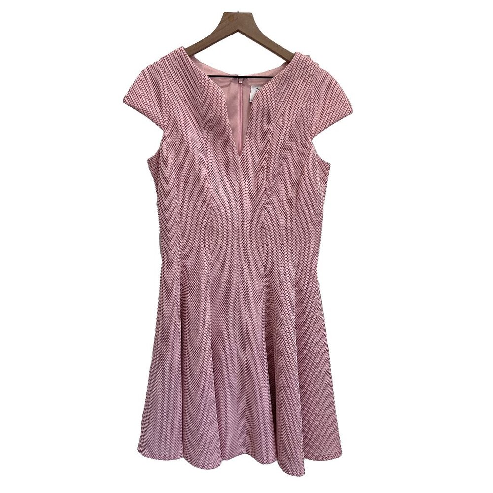 Julia Jordan Pink Fit & Flare Textured Dress, Size 12